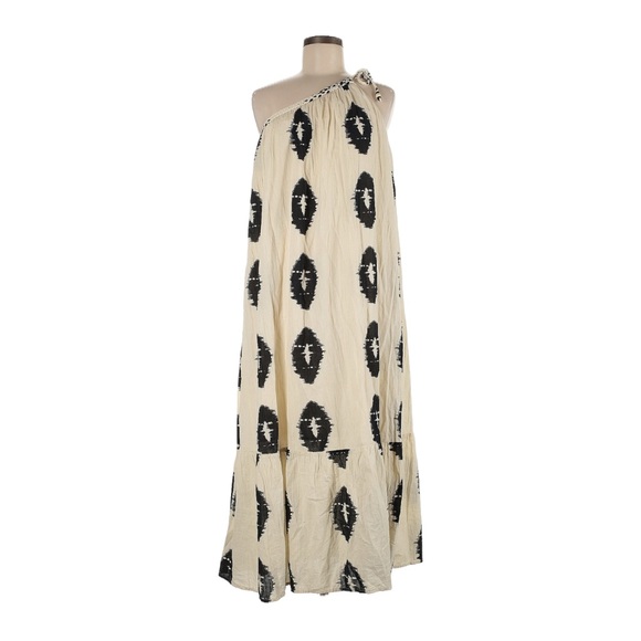 Zara asymmetrical one shoulder braided tie ikat maxi dress M - Picture 3 of 14